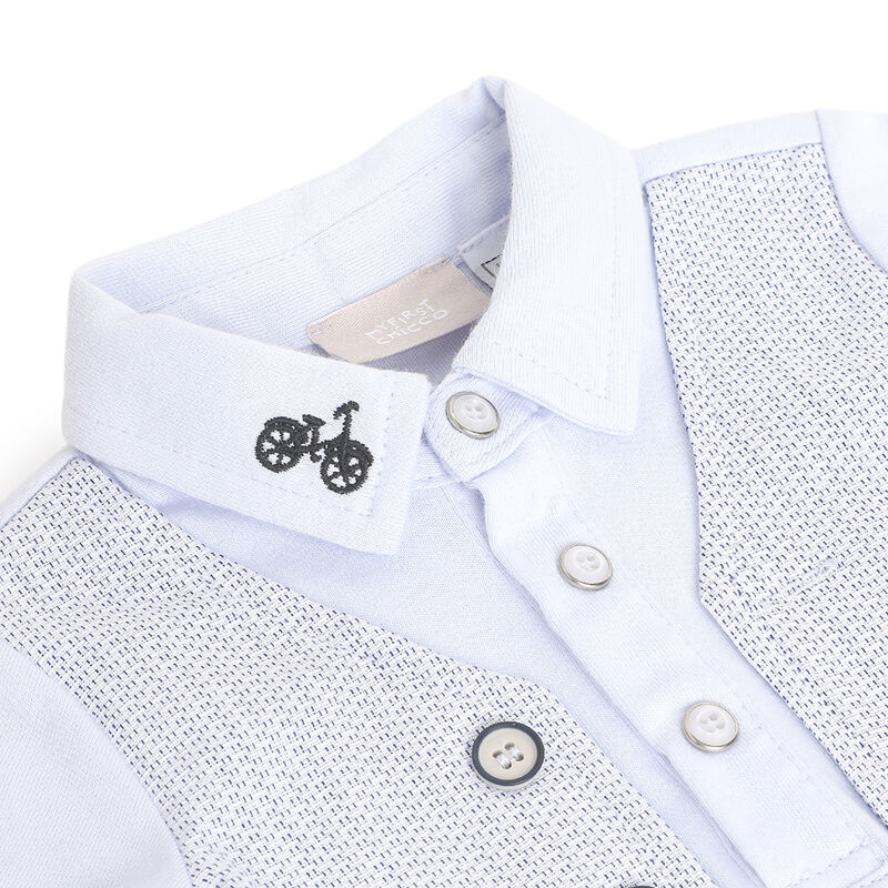 Boys Light Blue Applique Short Sleeve Polo image number 2